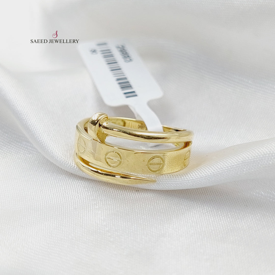 Figaro Nail Ring Made Of 18K Yellow Gold by Saeed Jewelry-29883