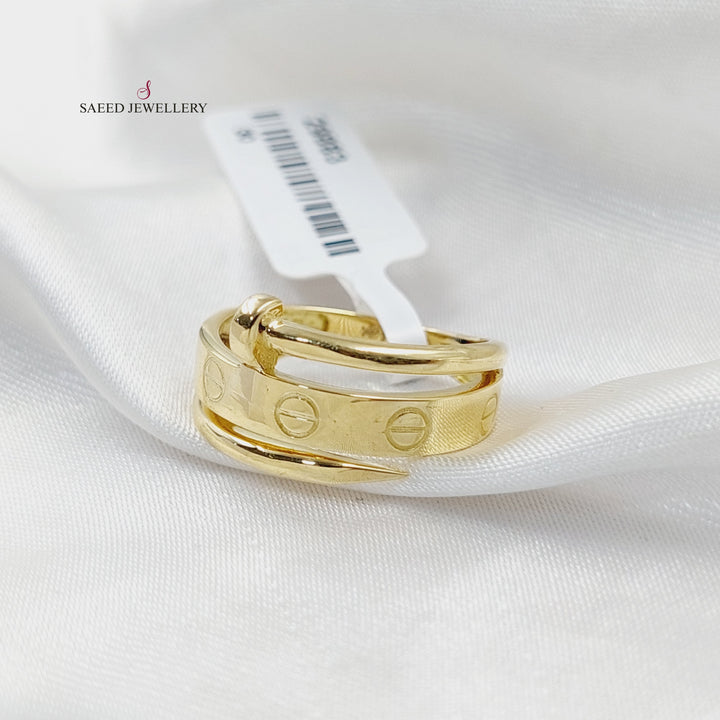 Figaro Nail Ring Made Of 18K Yellow Gold by Saeed Jewelry-29883
