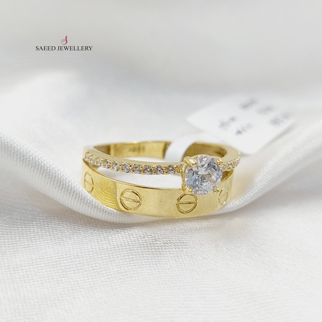 18K Gold Figaro Twins Wedding Ring by Saeed Jewelry - Image 3