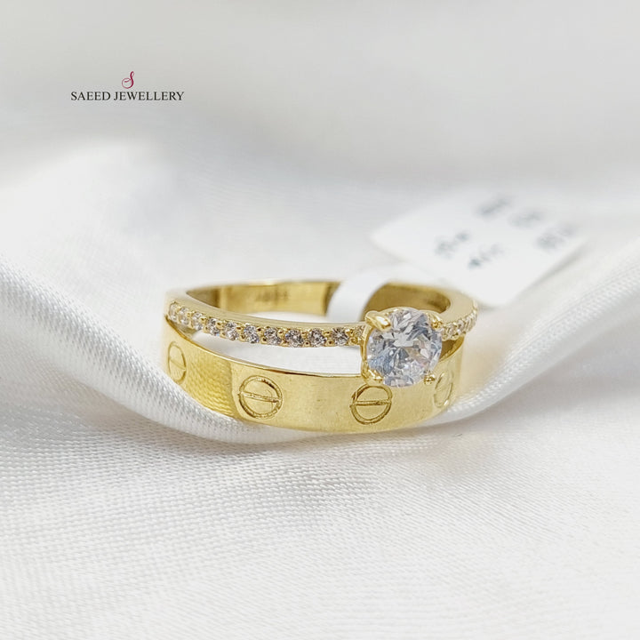 18K Gold Figaro Twins Wedding Ring by Saeed Jewelry - Image 3