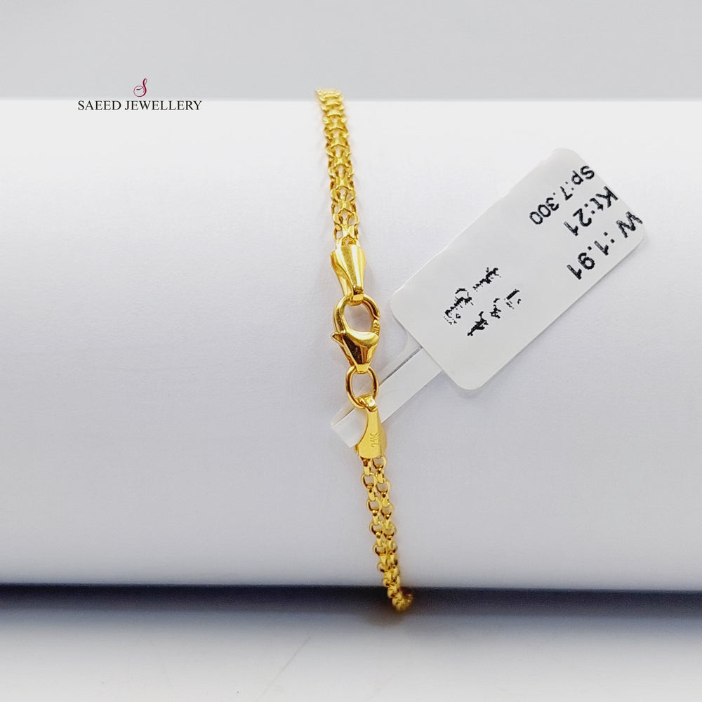 21K Gold Fancy Flat Bracelet by Saeed Jewelry - Image 2