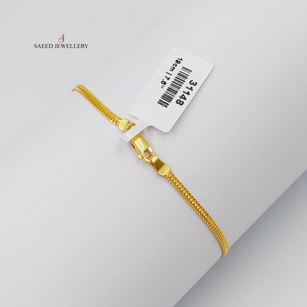 21K Gold Flat Bracelet by Saeed Jewelry - Image 2