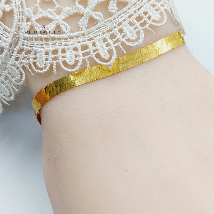 21K Gold Flat Fancy Bracelet by Saeed Jewelry - Image 4