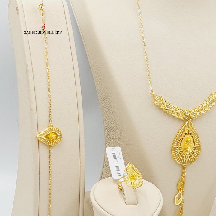 21K Gold Four Pieces Spike Set by Saeed Jewelry - Image 3