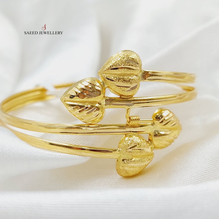 21K Gold Heart Bangle Bracelet by Saeed Jewelry - Image 3