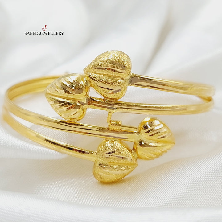 21K Gold Heart Bangle Bracelet by Saeed Jewelry - Image 1