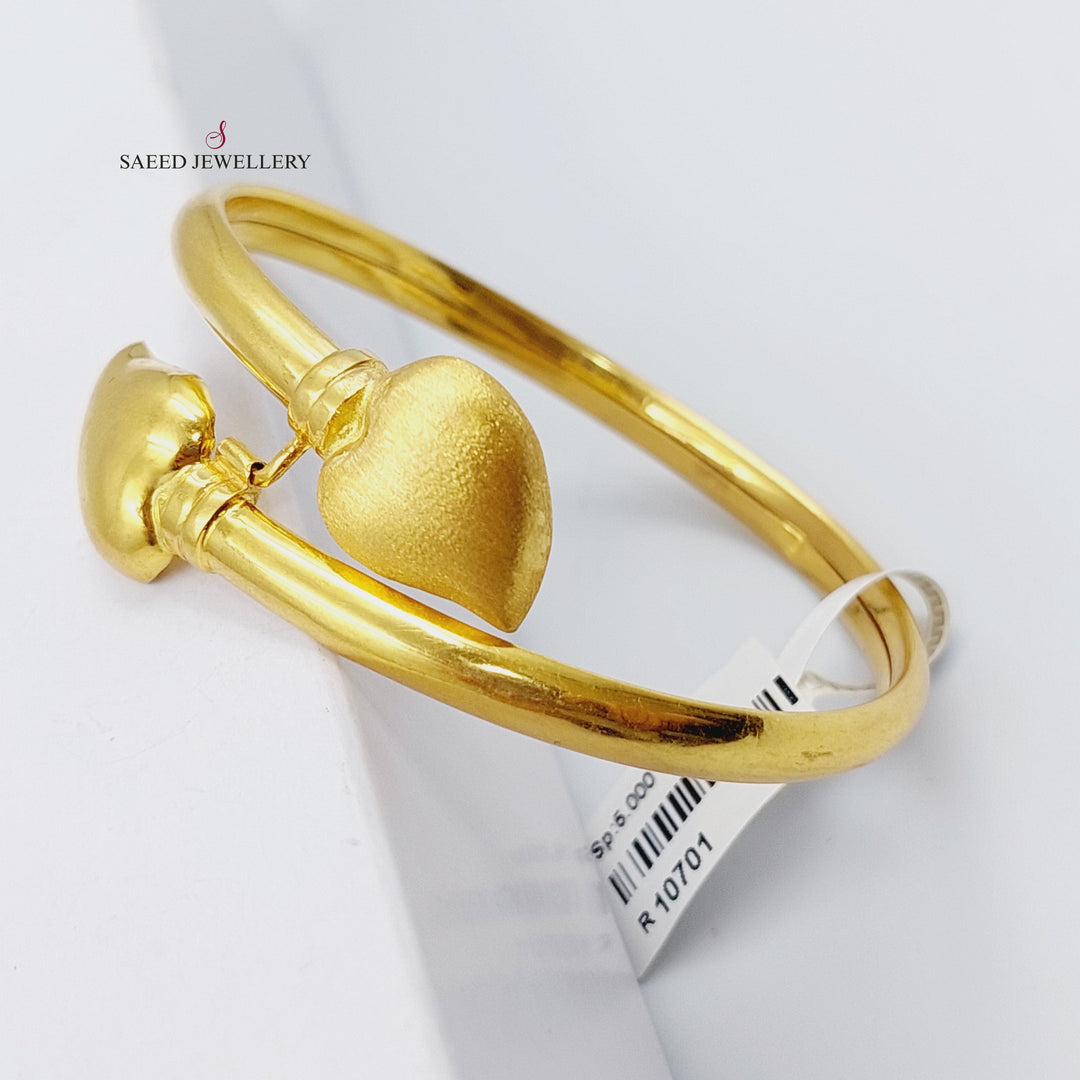 21K Gold Heart Bangle Bracelet by Saeed Jewelry - Image 1