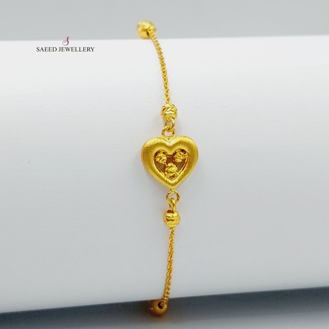 21K Gold Heart Bracelet by Saeed Jewelry - Image 3