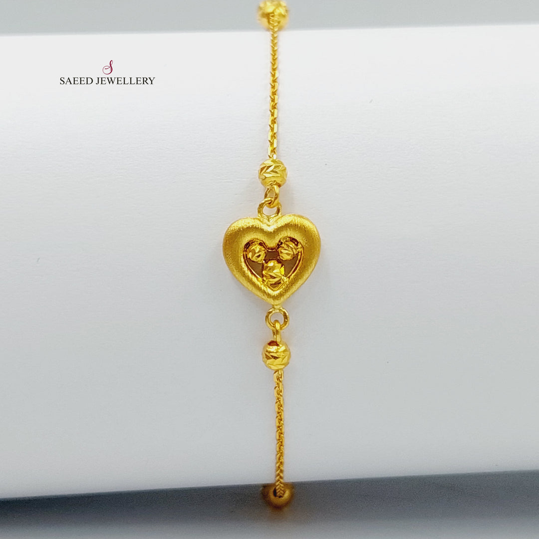 Heart Bracelet Made of 21K Yellow Gold by Saeed Jewelry-heart-bracelet