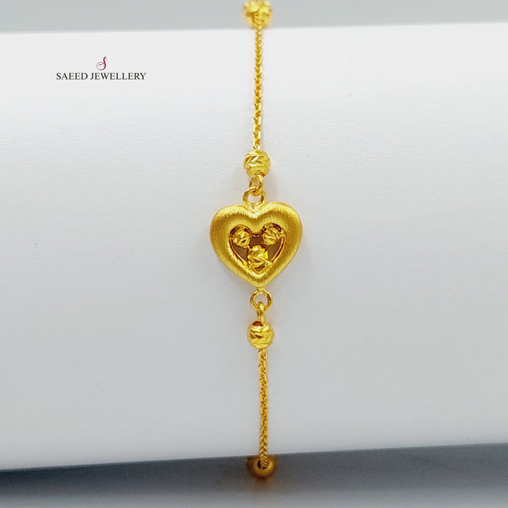 Heart Bracelet Made of 21K Yellow Gold by Saeed Jewelry-heart-bracelet
