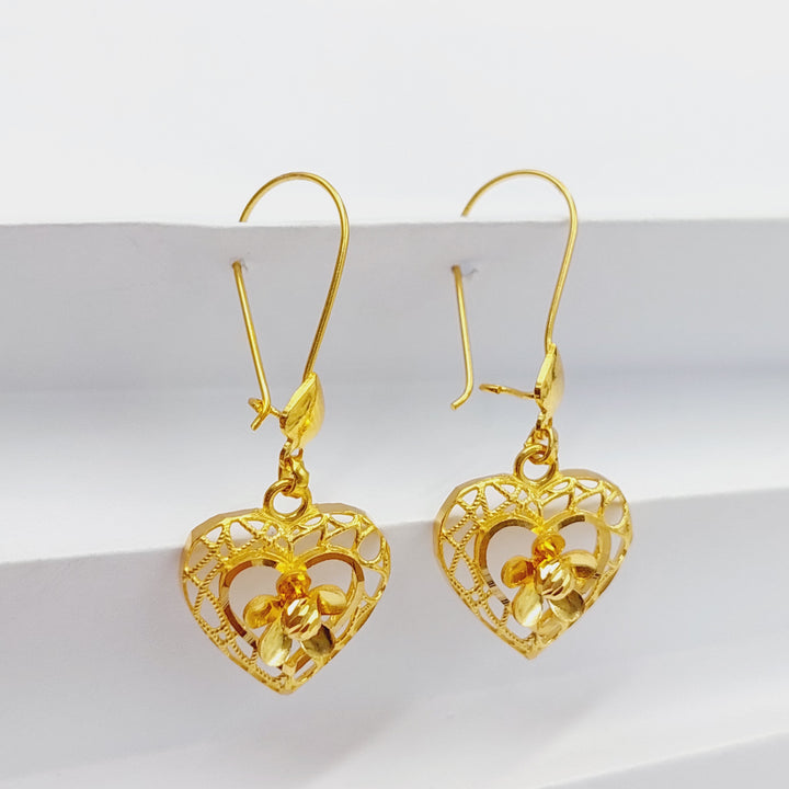 21K Gold Heart Earrings by Saeed Jewelry - Image 3