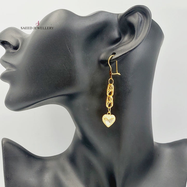 21K Gold Heart Earrings by Saeed Jewelry - Image 2