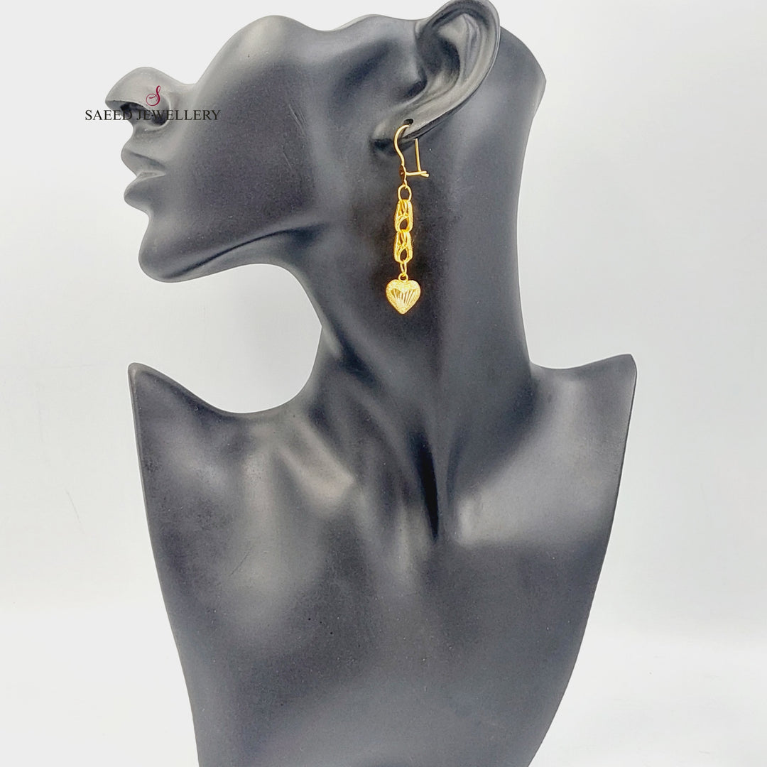 21K Gold Heart Earrings by Saeed Jewelry - Image 3