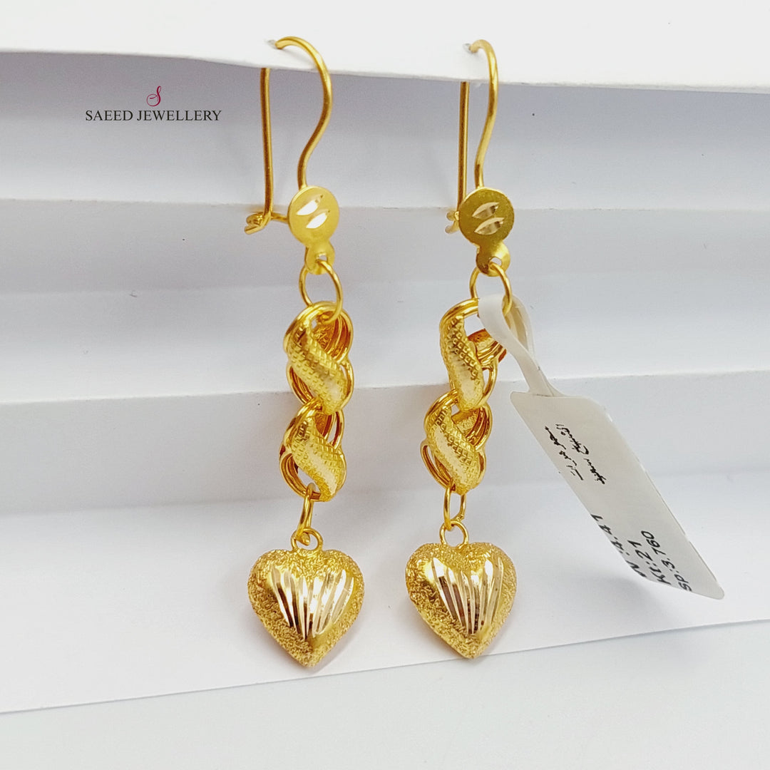 21K Gold Heart Earrings by Saeed Jewelry - Image 4