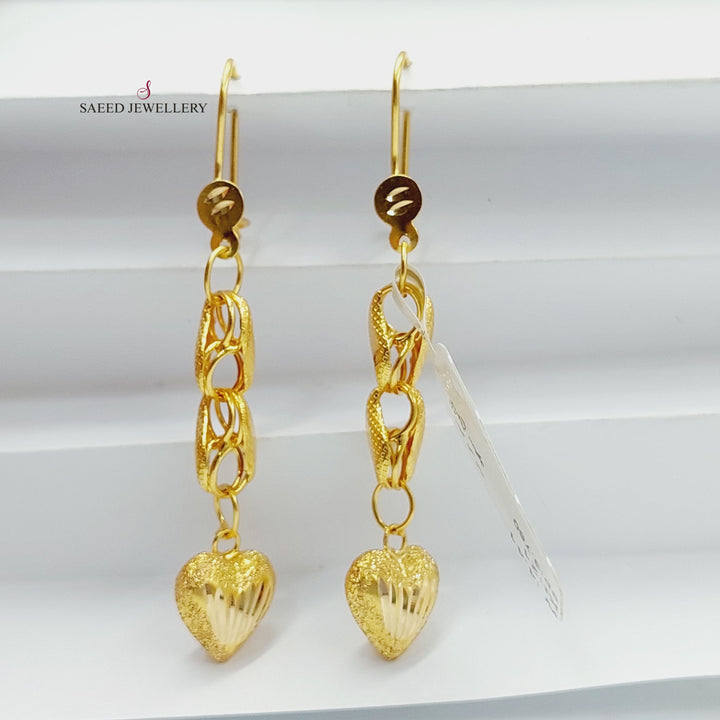 21K Gold Heart Earrings by Saeed Jewelry - Image 1