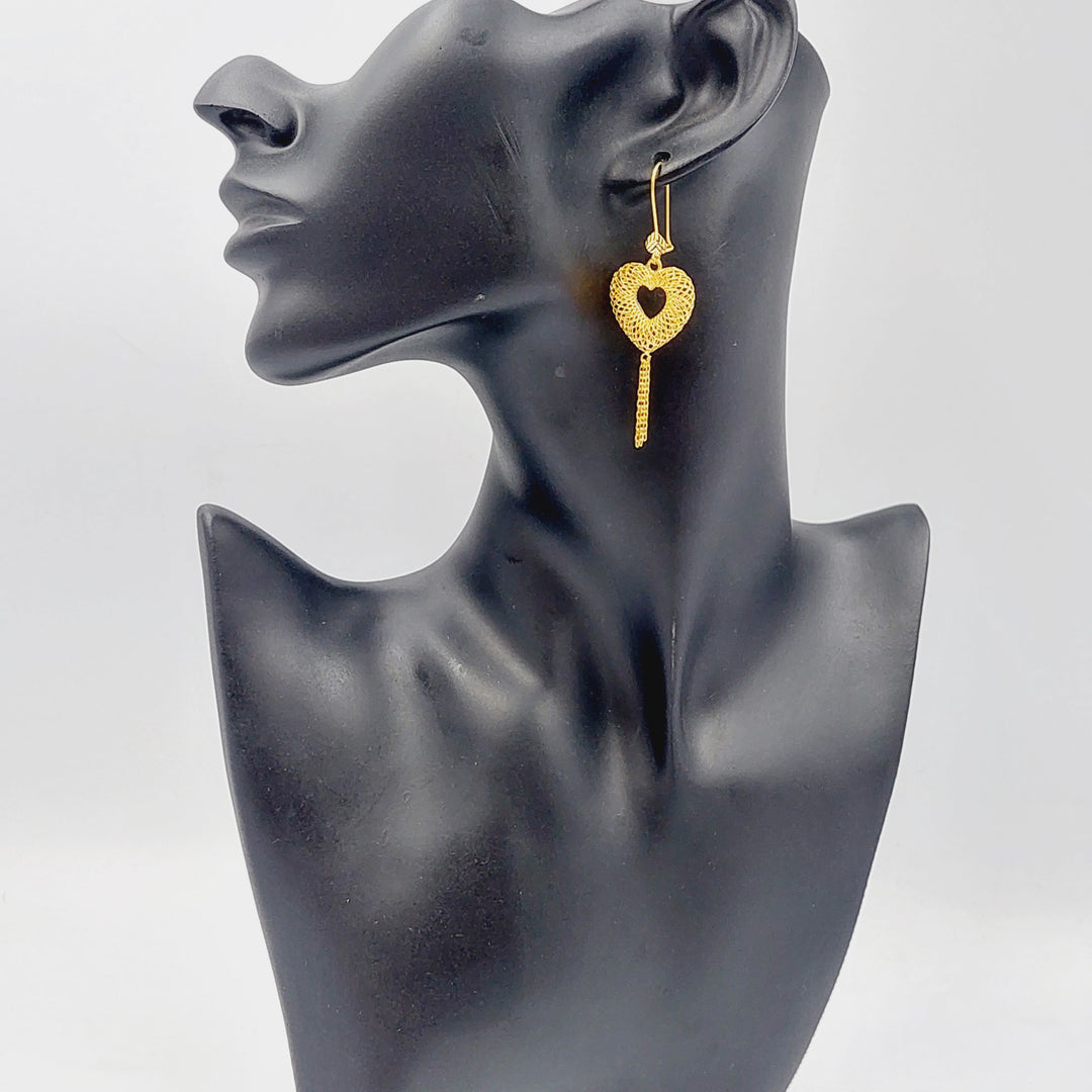 21K Gold Heart Earrings by Saeed Jewelry - Image 2