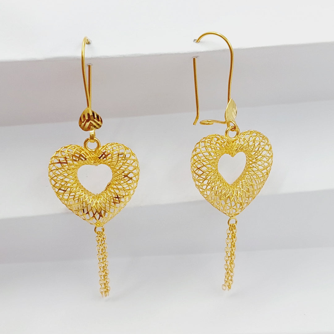 21K Gold Heart Earrings by Saeed Jewelry - Image 3