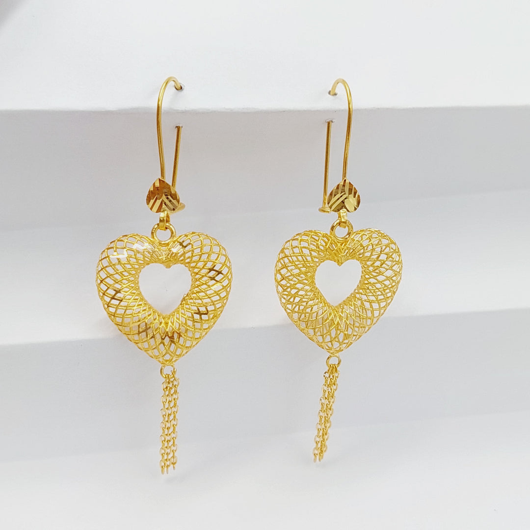 21K Gold Heart Earrings by Saeed Jewelry - Image 1