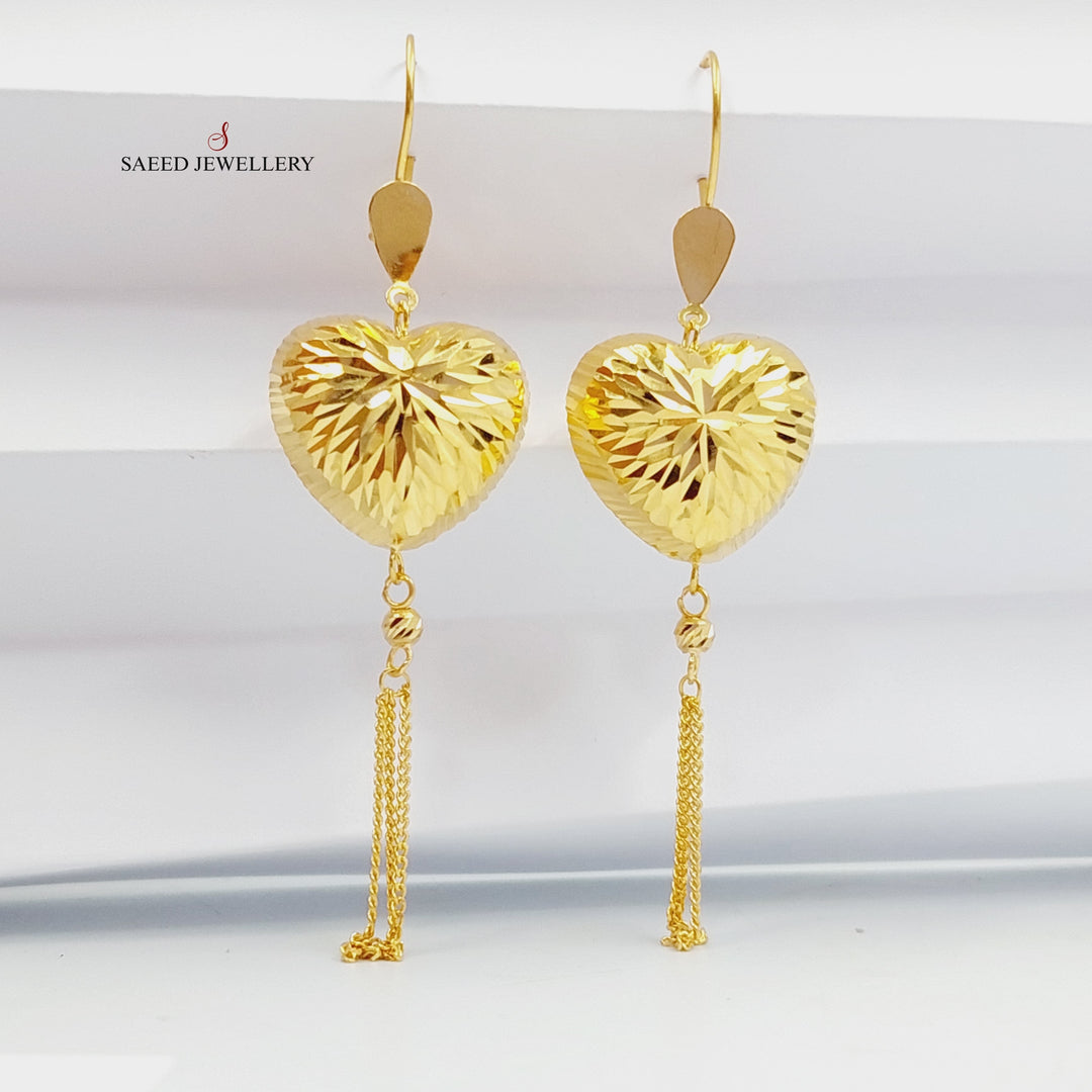 21K Gold Heart Earrings by Saeed Jewelry - Image 1