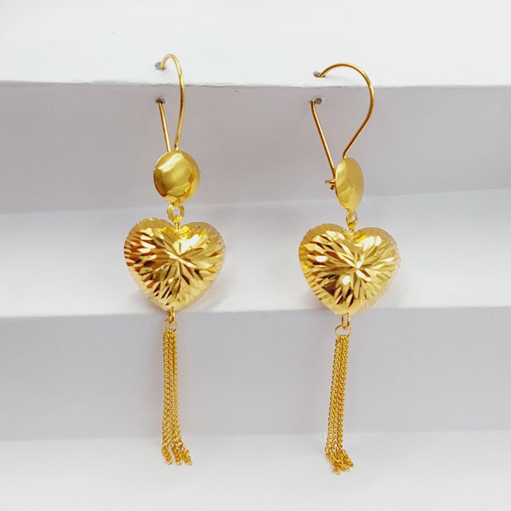 21K Gold Heart Earrings by Saeed Jewelry - Image 1