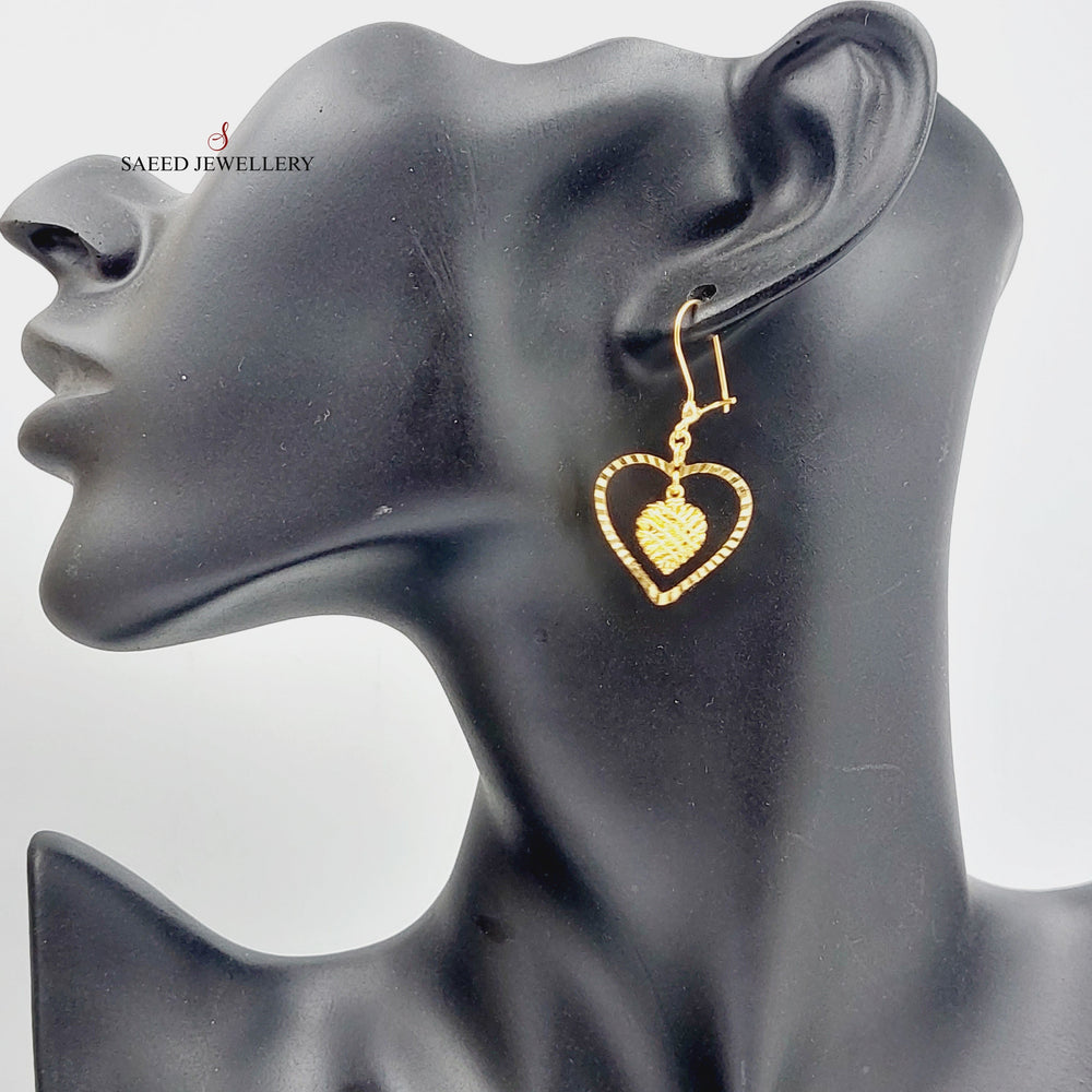 21K Gold Heart Earrings by Saeed Jewelry - Image 2