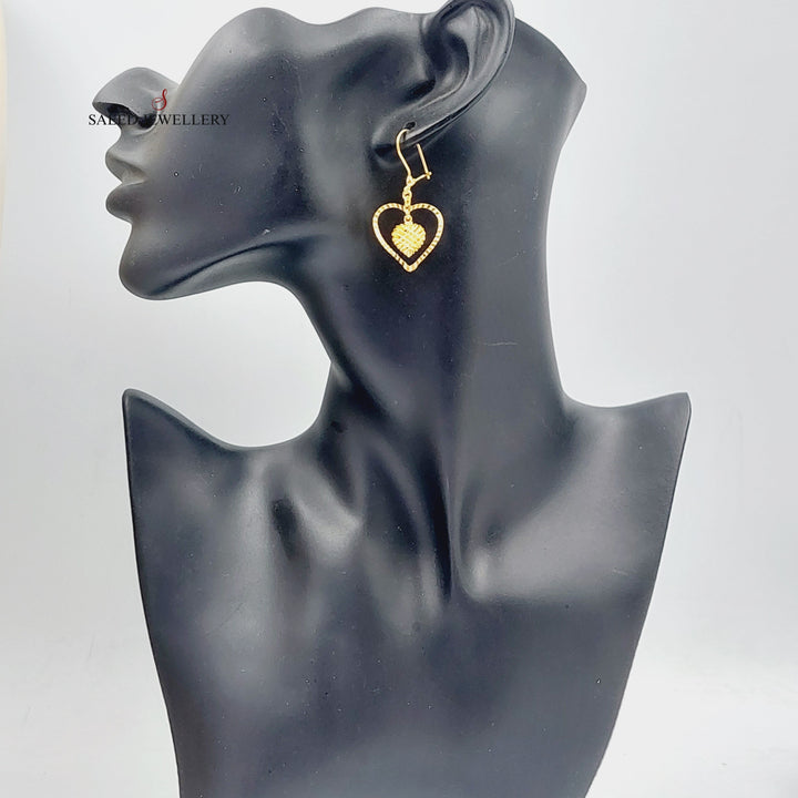 21K Gold Heart Earrings by Saeed Jewelry - Image 3