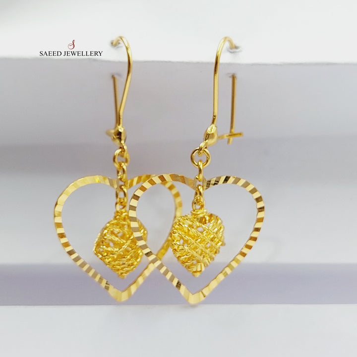 21K Gold Heart Earrings by Saeed Jewelry - Image 1