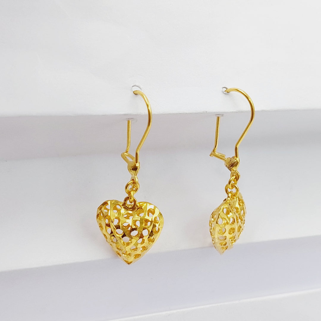 21K Gold Heart Earrings by Saeed Jewelry - Image 4