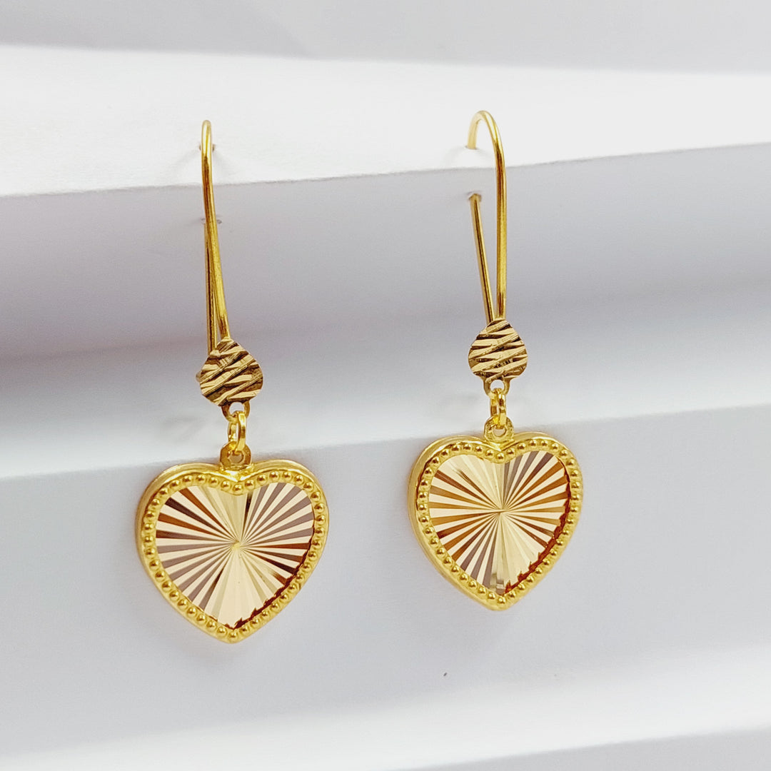 21K Gold Heart Earrings by Saeed Jewelry - Image 1