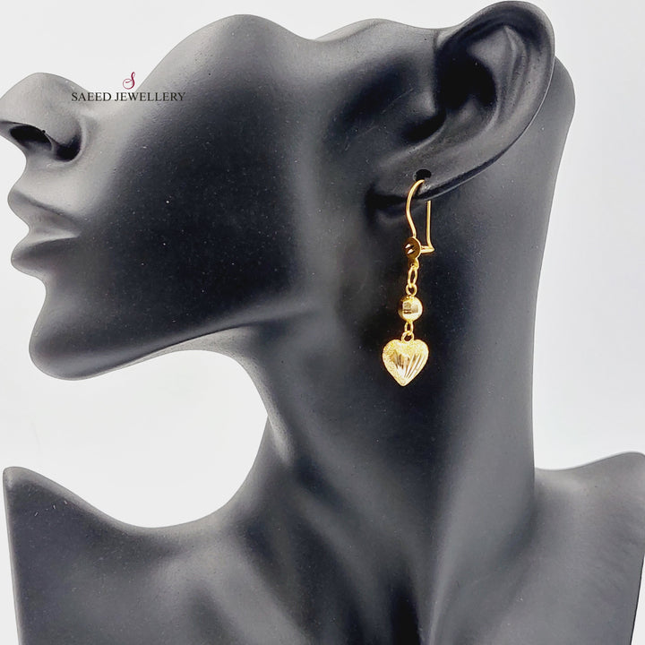 21K Gold Heart Earrings by Saeed Jewelry - Image 2