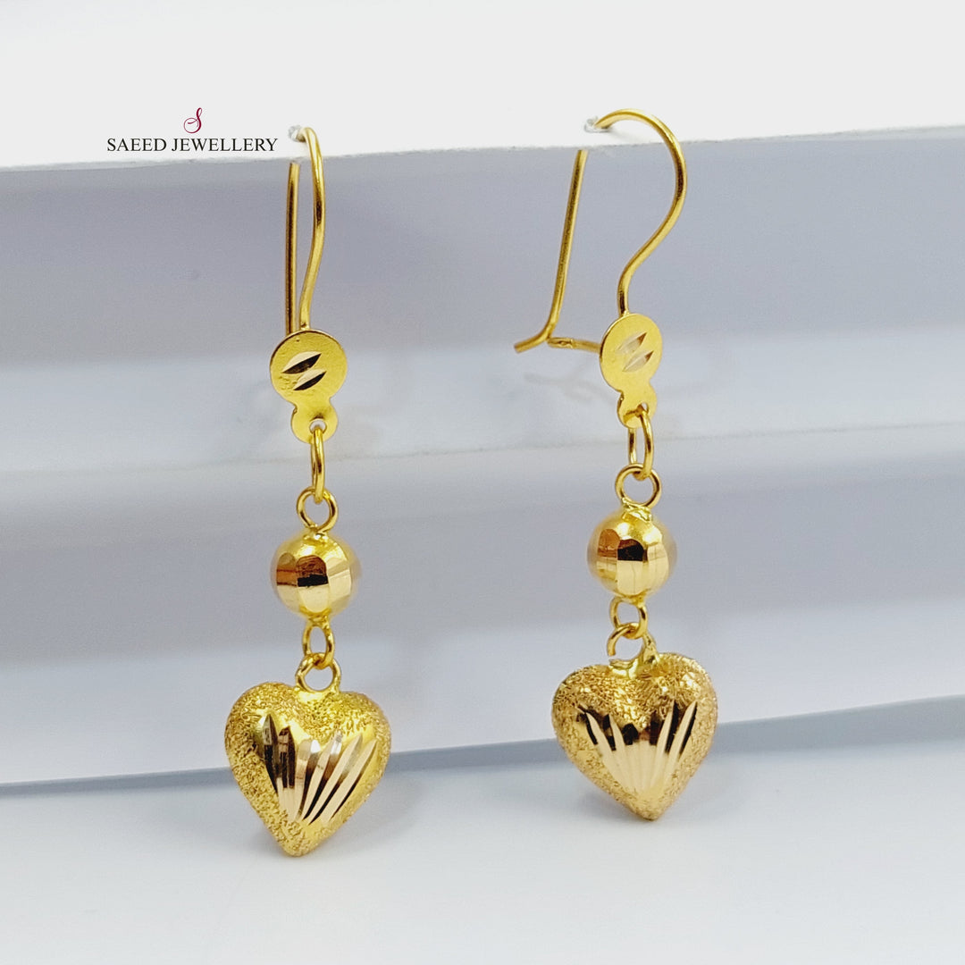 21K Gold Heart Earrings by Saeed Jewelry - Image 3