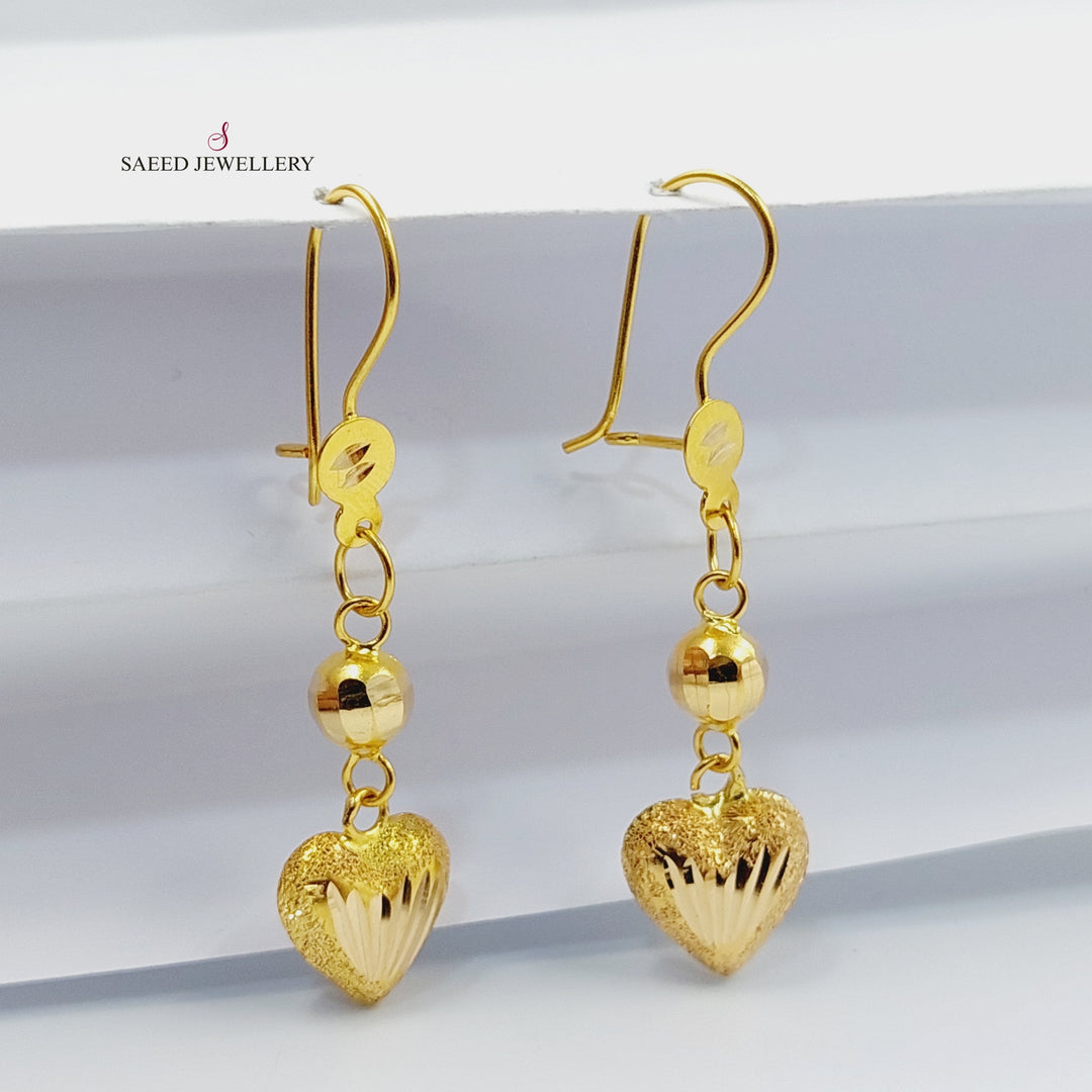 21K Gold Heart Earrings by Saeed Jewelry - Image 1