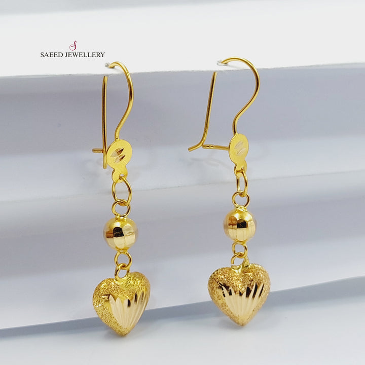 21K Gold Heart Earrings by Saeed Jewelry - Image 1