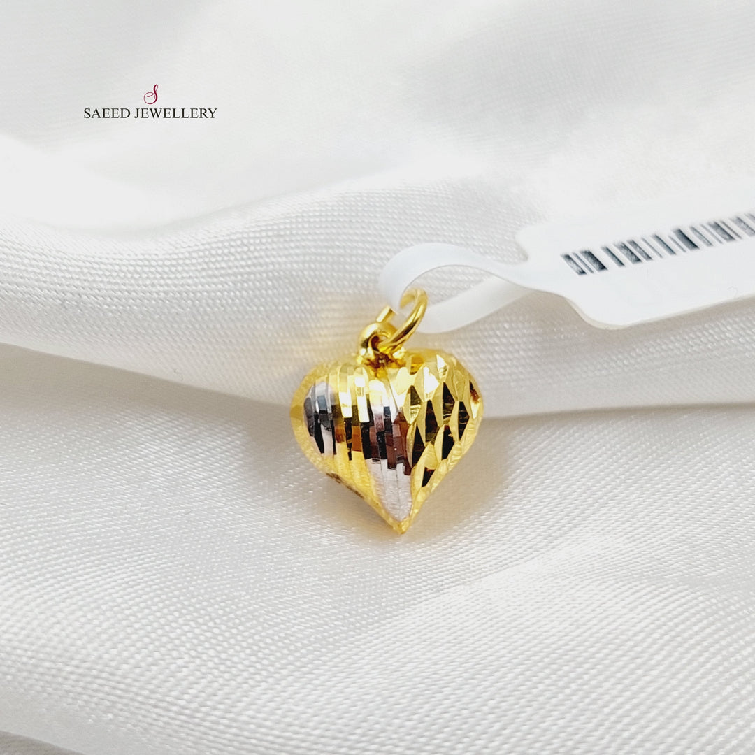 21K Gold Heart Pendant Earrings by Saeed Jewelry - Image 5
