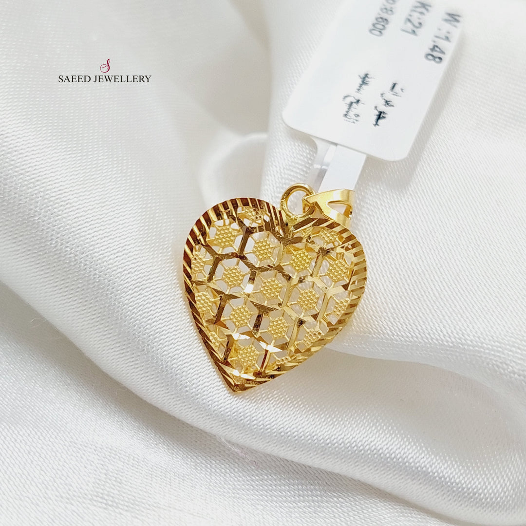 21K Gold Heart Pendant by Saeed Jewelry - Image 3