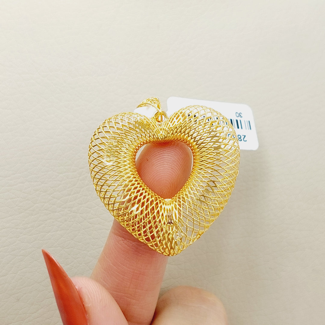 21K Gold Hollow Heart Pendant by Saeed Jewelry - Image 2