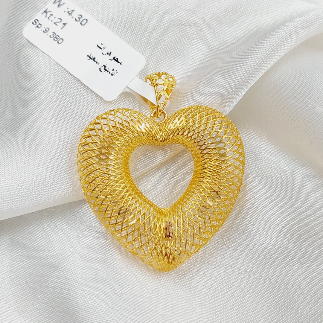 21K Gold Hollow Heart Pendant by Saeed Jewelry - Image 1