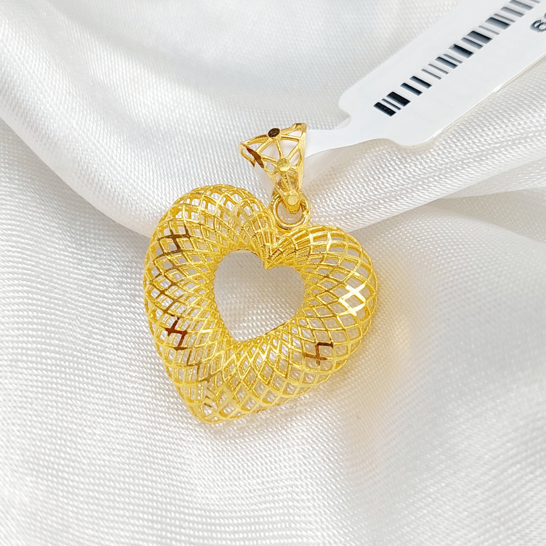 21K Gold Hollow Heart Pendant by Saeed Jewelry - Image 3