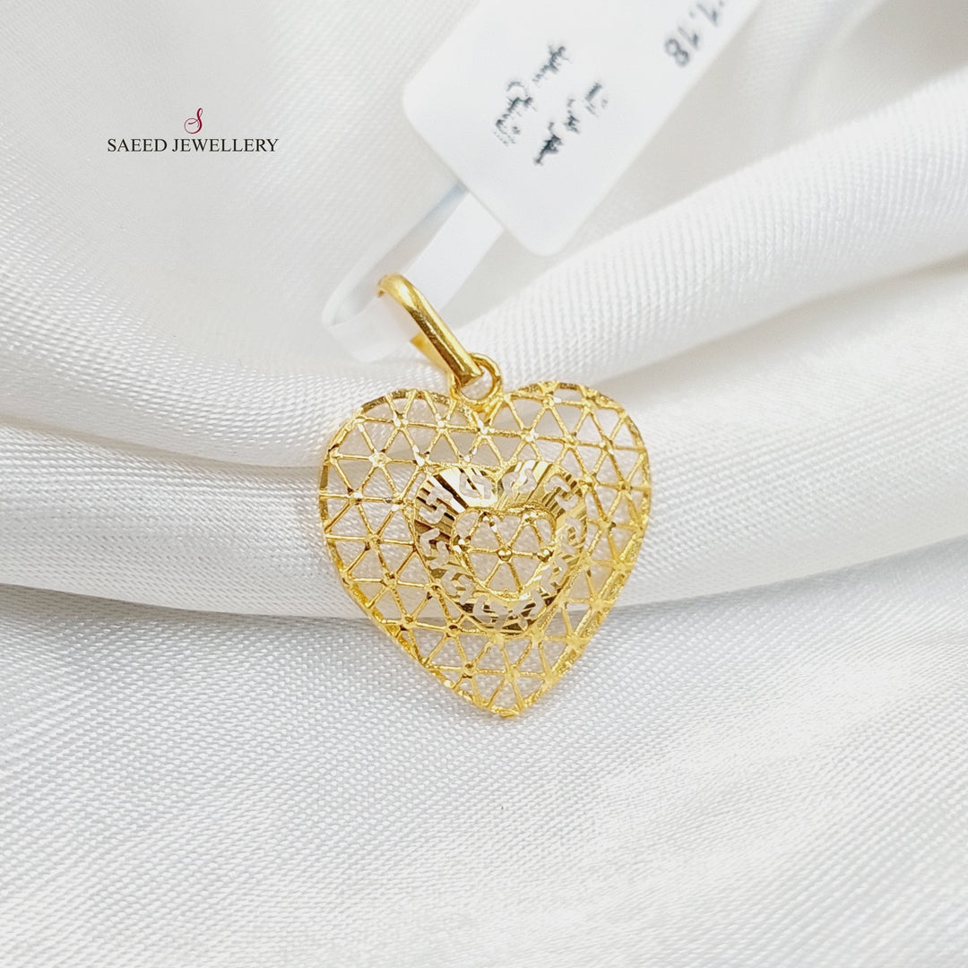 21K Gold Heart Pendant by Saeed Jewelry - Image 3