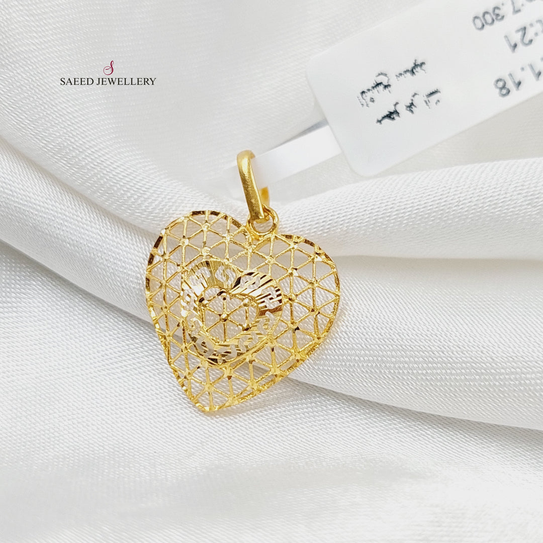 21K Gold Heart Pendant by Saeed Jewelry - Image 4