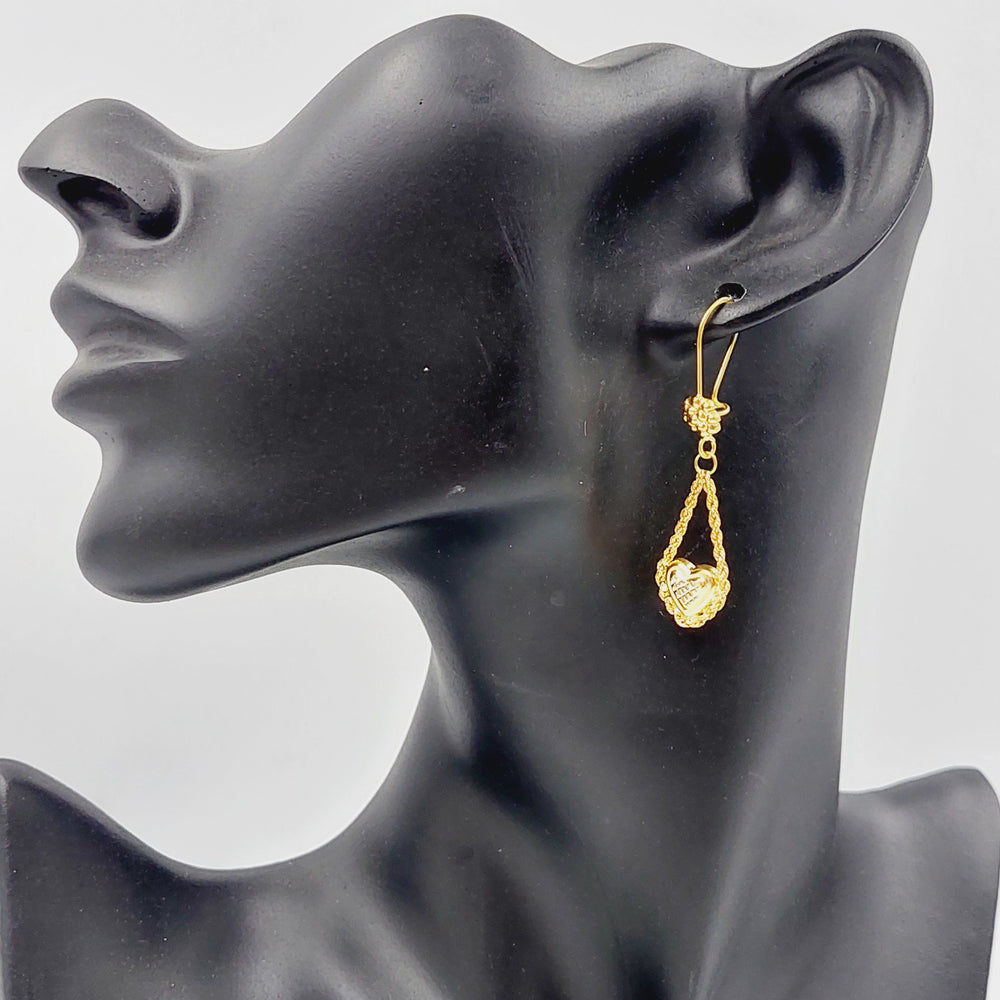 21K Gold Heart Rope Earrings by Saeed Jewelry - Image 2