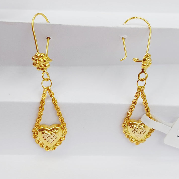 21K Gold Heart Rope Earrings by Saeed Jewelry - Image 1