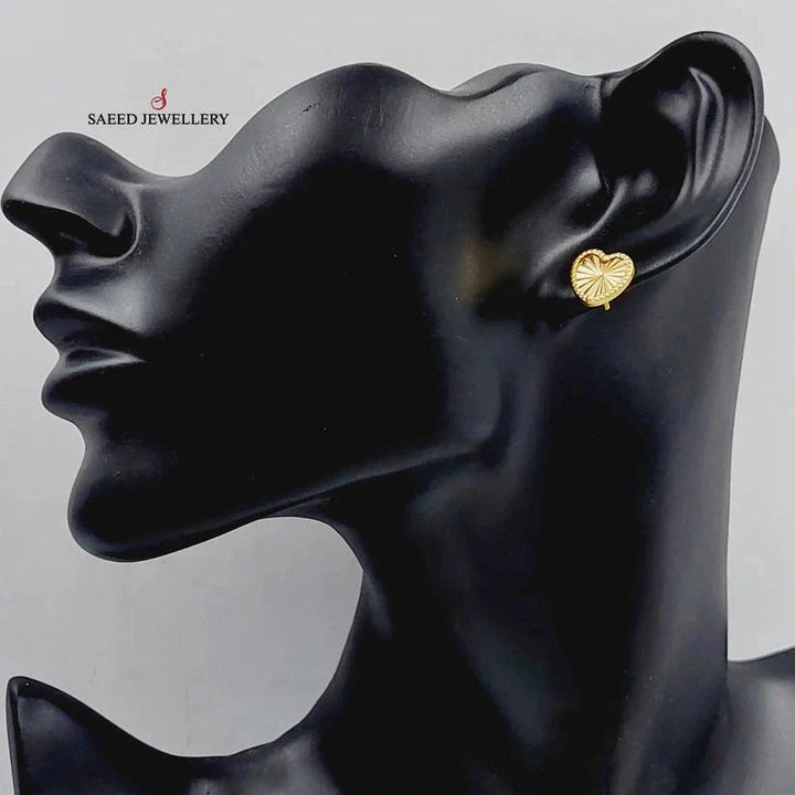 Heart Screw Earrings  Made Of 18K Yellow Gold by Saeed Jewelry-28839