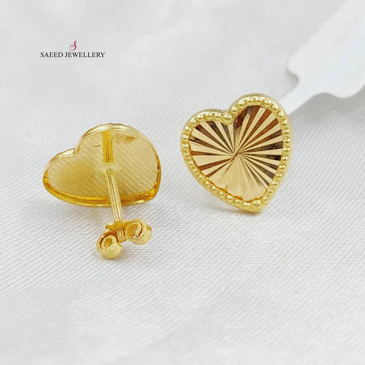 18K Gold Heart Screw Earrings by Saeed Jewelry - Image 1