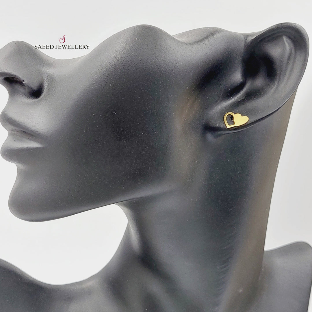 Heart Screw Earrings  Made Of 18K Yellow Gold by Saeed Jewelry-30548