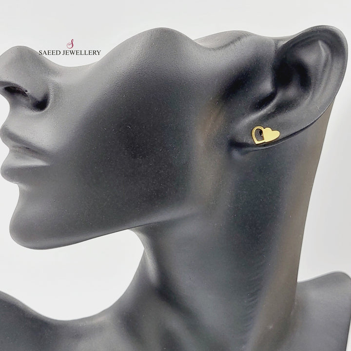 Heart Screw Earrings  Made Of 18K Yellow Gold by Saeed Jewelry-30548