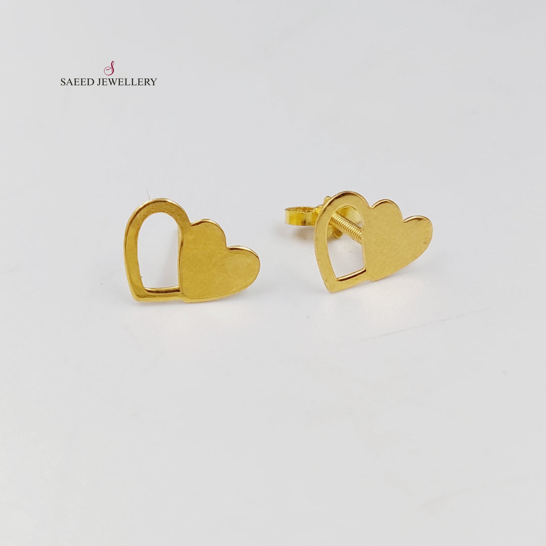 Heart Screw Earrings  Made Of 18K Yellow Gold by Saeed Jewelry-30548