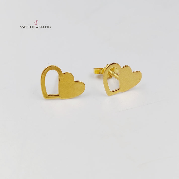 Heart Screw Earrings  Made Of 18K Yellow Gold by Saeed Jewelry-30548