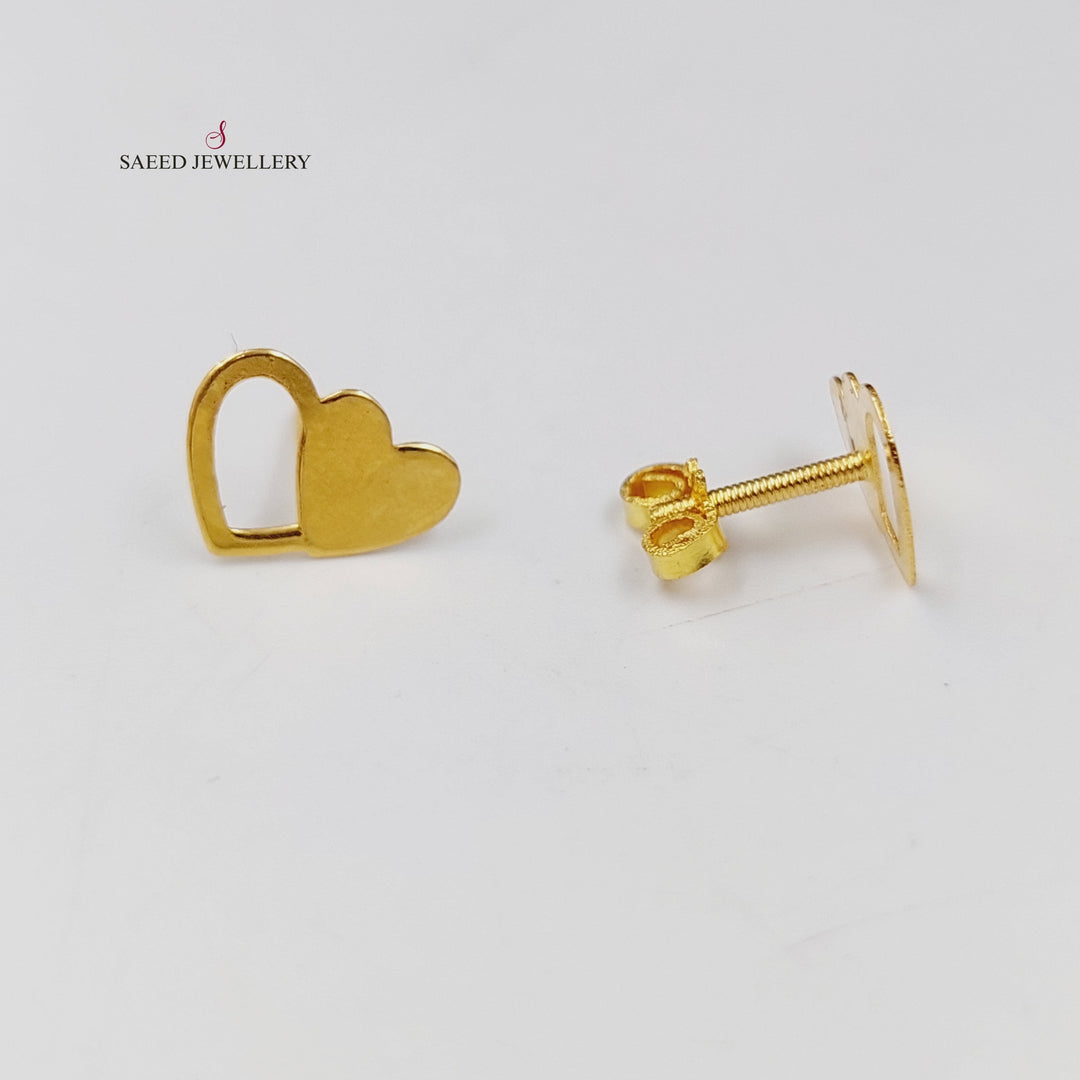 Heart Screw Earrings  Made Of 18K Yellow Gold by Saeed Jewelry-30548
