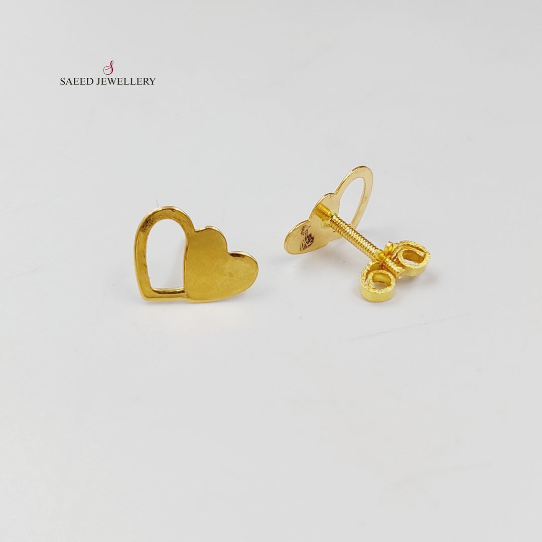 Heart Screw Earrings  Made Of 18K Yellow Gold by Saeed Jewelry-30548